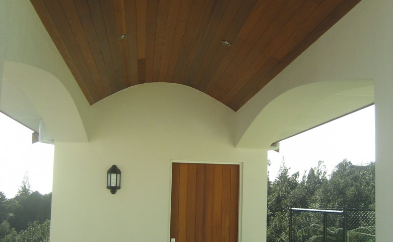 Wooden stained roof over swimming pool outdoor area project managed by IPMS