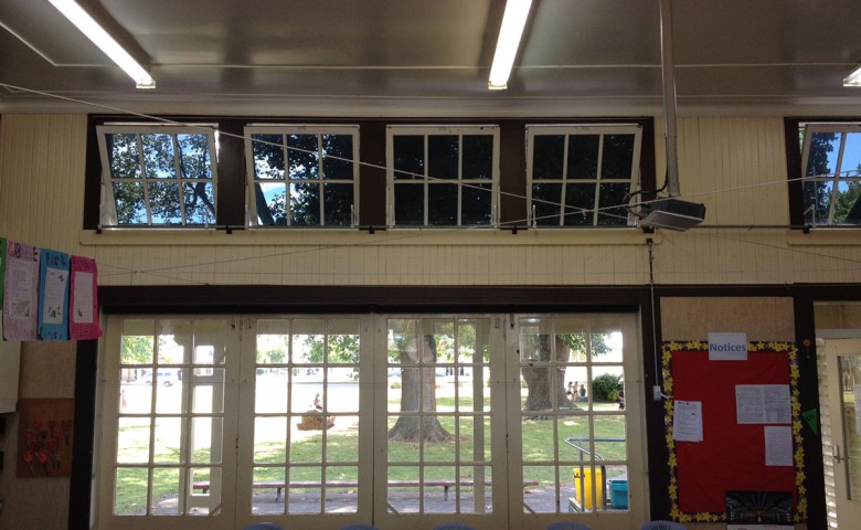 Looking out the Matamata Primary School's windows after building upgrade managed by IPMS